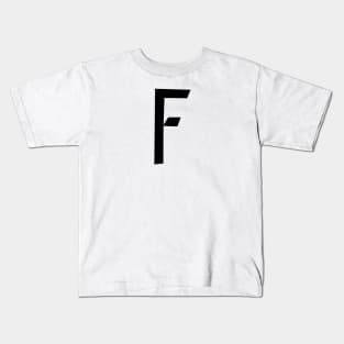 F – Greek Mythology - Black Letter F Kids T-Shirt